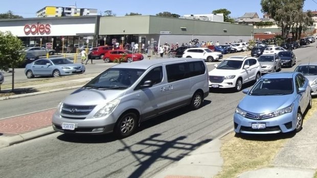 Coles Maylands, packed on Sunday, was one of the places the infected man visited between 8pm-10pm last Monday. 