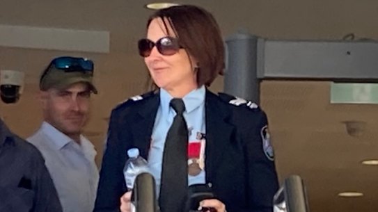 Senior Constable Catherine Nielsen leaves Toowoomba Magistrates Court on Monday afternoon.
