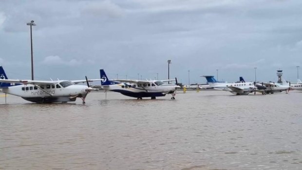 The effects of flooding at the Cairns Airport in December.