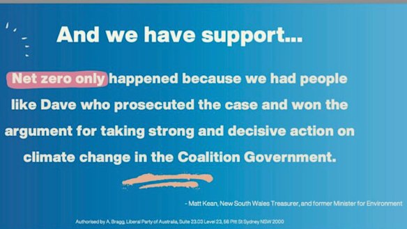 A flyer for Dave Sharma in Wentworth