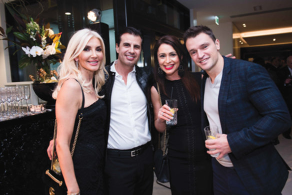 Heritage Care directors and shareholders Areti and Peter Arvanitis, and Stacey and Tony Antonopoulos at the launch of the new Rolls-Royce luxury showroom in Richmond, Melbourne in 2017.