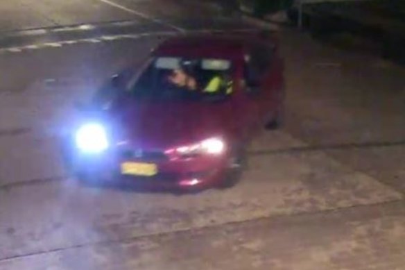 A red Mitsubishi Lancer was also captured by CCTV in Rouse Hill at the time of the incident.