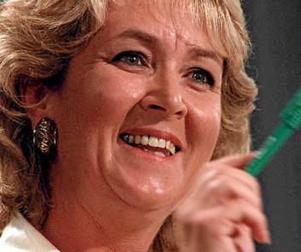 Then-Australian Democrats leader Cheryl Kernot addresses the National Press Club in February 1996.