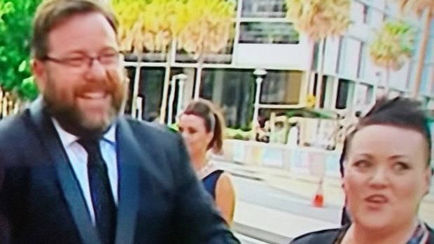 Deb Fryers on the red carpet with Shane Jacobson in December 2016.