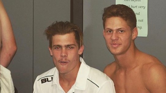 Stars of the future: Ryan Papenhuyzen and Kalyn Ponga as junior rep players for Australia in touch football in 2015.