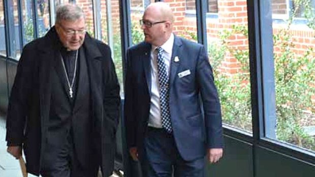 Prinicpal John Crowley controversially escorted George Pell around St Patrick's College in March 2015. Image from St Patrick's magazine April edition.
