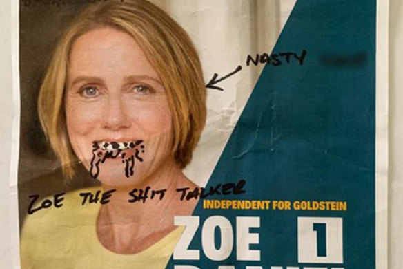 Vandalised Zoe Daniel poster