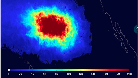 The Great Pacific Garbage Patch in 2030, without cleanup. 