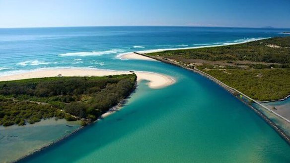 The scene: The Bellinger River mouth at Urunga, where Gallagher was attacked.