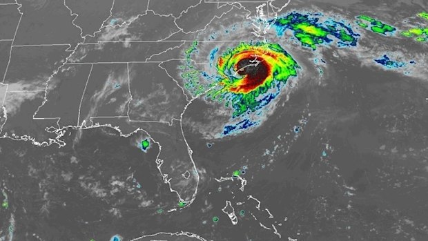 Hurricane Florence as it approached the US East Coast on Friday night Australian time.