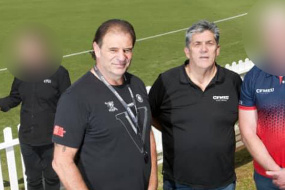 Former CFMEU boss John Setka with Stephen Long at Port Melbourne Football Club in 2021.