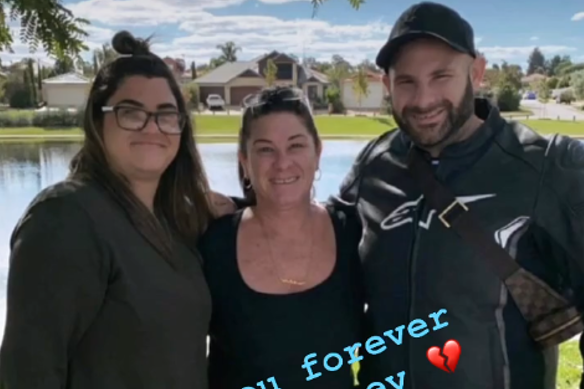 Joe Versace with his mother Mary-Anne Versace and sister Connie Versace.