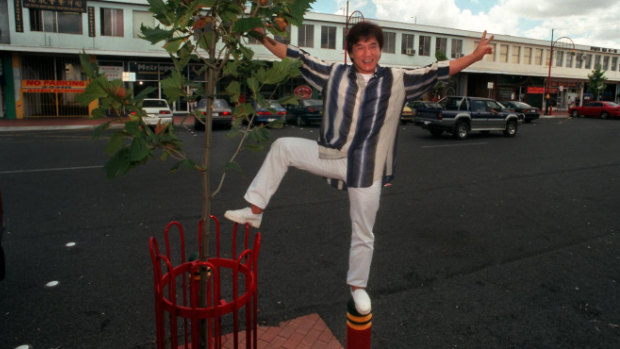 Jackie Chan on Dickson's Woolley Street during a trip back to the capital to visit his parents.