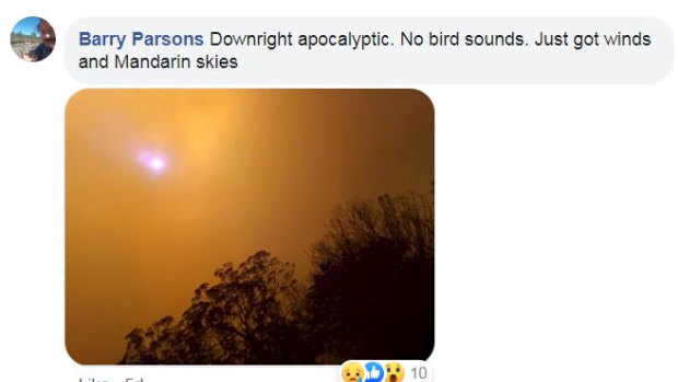 Mr Parsons posted a picture of the 'mandarin skies'. 