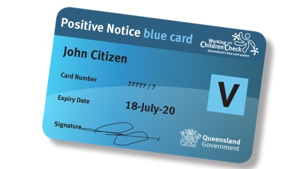 A Queensland government-issued Blue Card.
