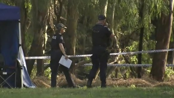 Police dig at the Chinchilla Weir in their search for the remains of Queensland toddler Kaydence Dawita Mills. 