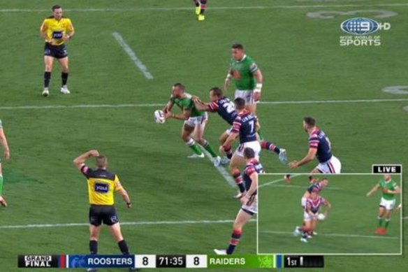 Ben Cummins controversially signalled a new set of six for the Raiders in last year's grand final, before reversing his decision moments later.