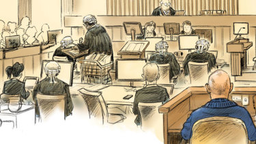 David Pope's courtroom illustration of the David Eastman retrial.