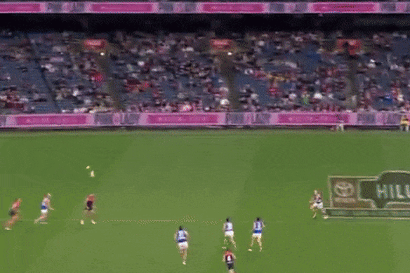 Huge grab: Sam Darcy in full flight in the last quarter.