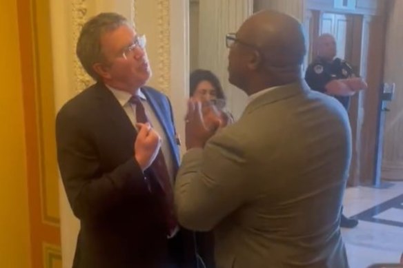 Representative Jamaal Bowman, a Democrat, and Representative Thomas Massie, a Republican, face off over the lack of gun control in the US.