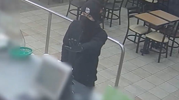 A CCTV image of the man robbing the Braybrook Subway store.
