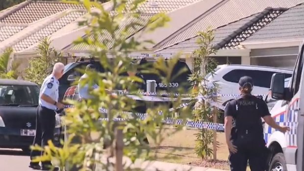 The crime scene in Gleneagle, south of Brisbane, where a father was shot dead.