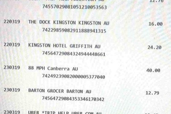 Bruce Lehrmann’s bank records, tendered in the Federal Court, show he spent $16 at The Dock on March 22, 2019, but the court heard he must have had another source of funds.