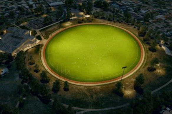 An artist’s impression of the floodlit oval.