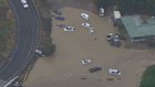 Multiple cars are stuck in flood waters near Cumberland River