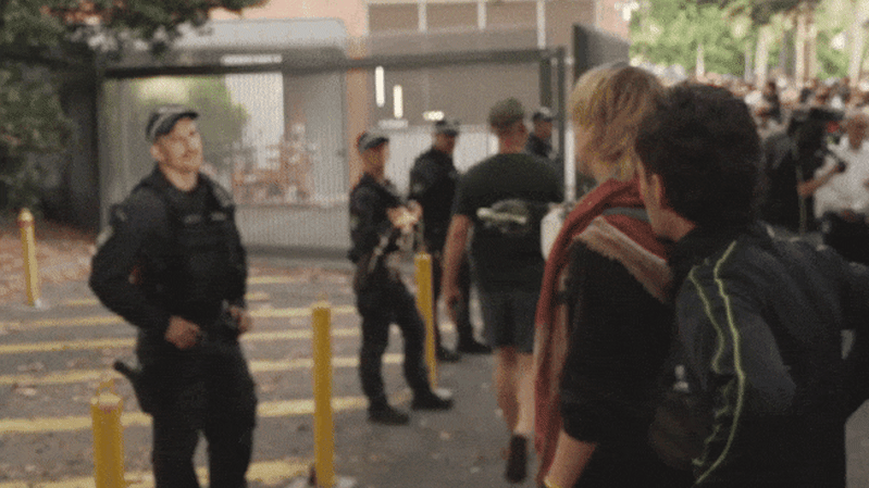 Teen charged with assaulting police after torch incident at Sydney protest