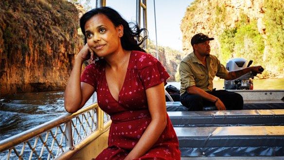 Miranda Tapsell, on a romcom road trip, journeys down  Katherine's Nitmiluk Gorge. 