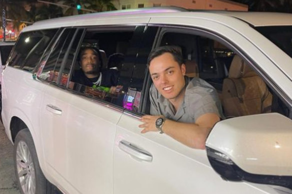 US rapper Quavo and Angus Onisforou in Miami.