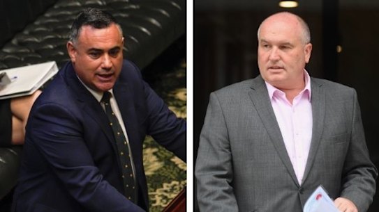 Composite image of John Barilaro and David Elliot