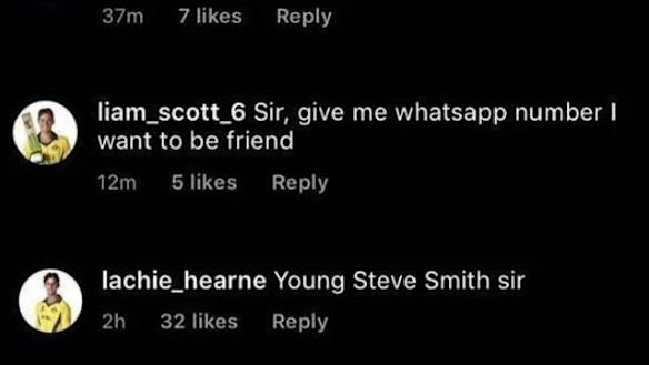 Social media comments made by Australian players.