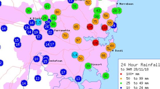 The Sydney suburbs that copped the most rain