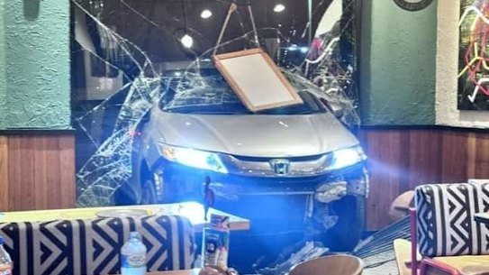 Drive-thru at Nando’s? A Honda crashed into the Mount Lawley restaurant on Saturday night.