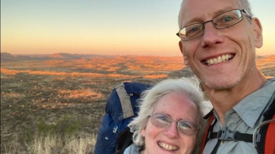 Paul Millachip was killed by a shark at Port Beach in Perth. He is pictured with his wife.