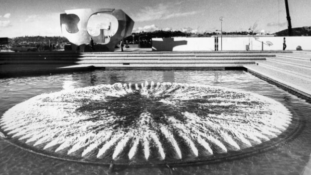 The former fountain in the Woden Town Square, pictured in July 1973.