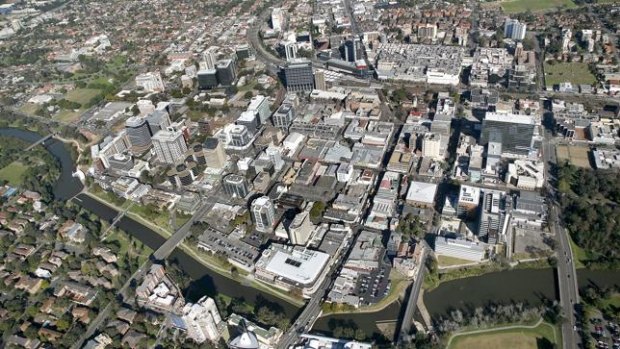 An aerial view of the Parramatta CBD in Sydney’s west.