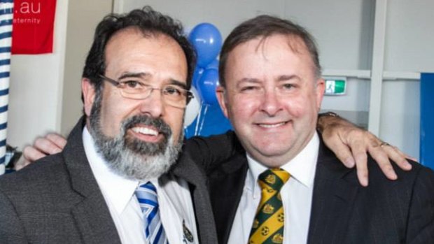 Anthony Albanese with former Oporto owner Antonio Cerqueira.