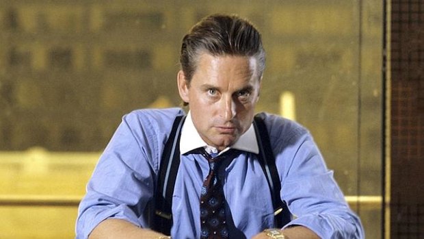 Macho man: Banker Gordon Gekko (played by Michael Douglas) in the 1987 Oliver Stone film Wall Street.