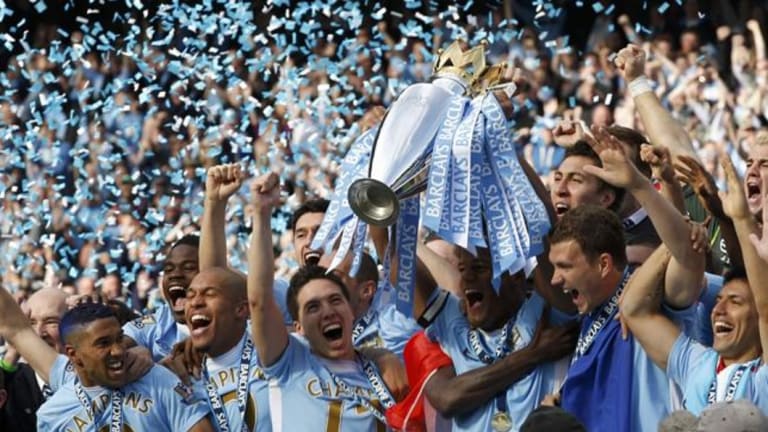 Easy money: Boosted by Sheikh Mansour bin Zayed’s money, Manchester City won their first premiership in 44 years in 2012.  