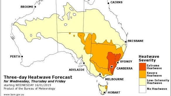 Sydney is expected to feel the brunt of the heat on Friday as temperatures peak.