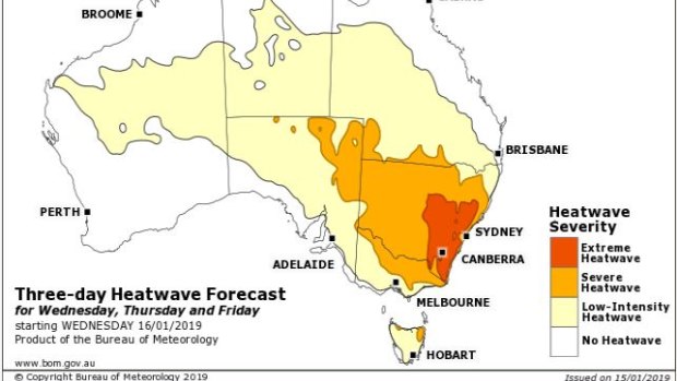 Sydney is expected to feel the brunt of the heat on Friday as temperatures peak.