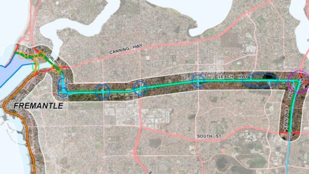 Image of the proposed Leach Highway upgrade included in the report.