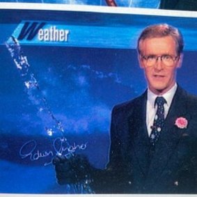 As ABC TV Melbourne’s weatherman, Edwin Maher was known for using a broad range of pointers that were sent in by viewers. Here he wields an ice sculpture pointer.