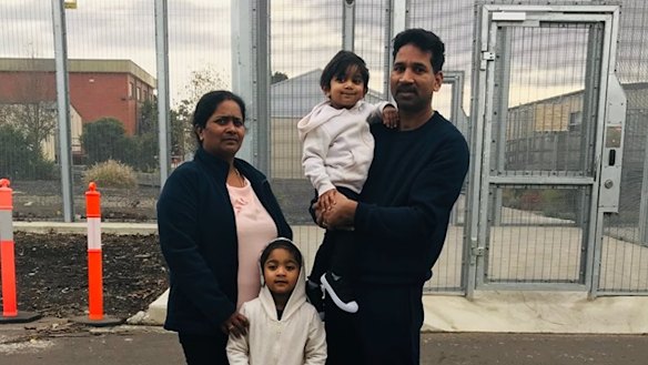 The Tamil family is pictured in detention in Melbourne.