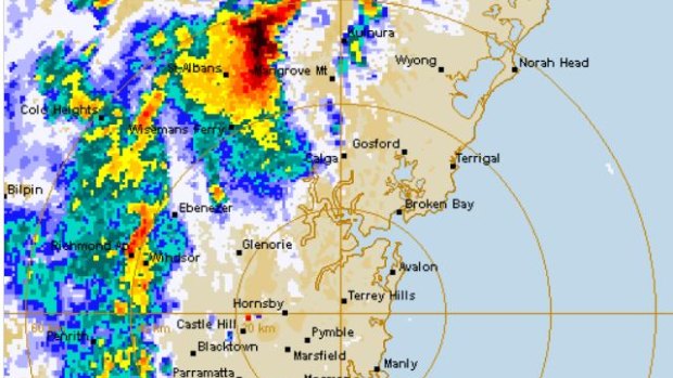 Thunderstorms approaching Sydney's metropolitan area on Friday, before being downgraded.
