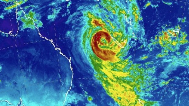 Tropical Cyclone Oma's size as shown by satellite images.