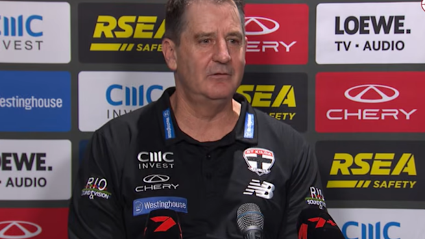 Ross Lyon speaks on Thursday night.